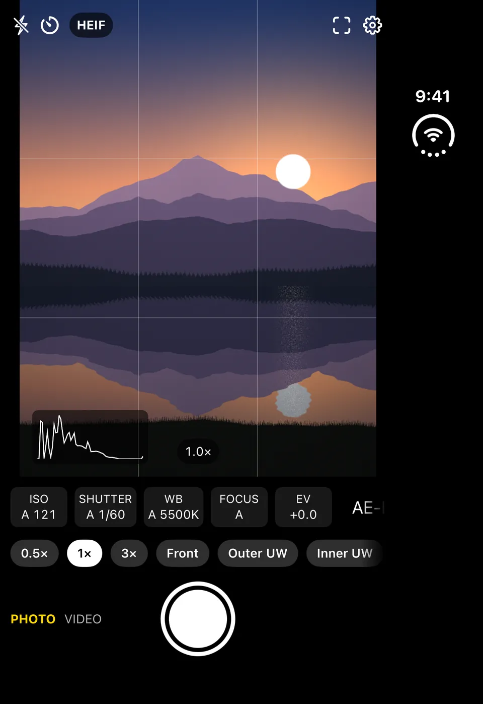 An iPhone Duo folded: AnyFront running on the outer display as a normal camera.
